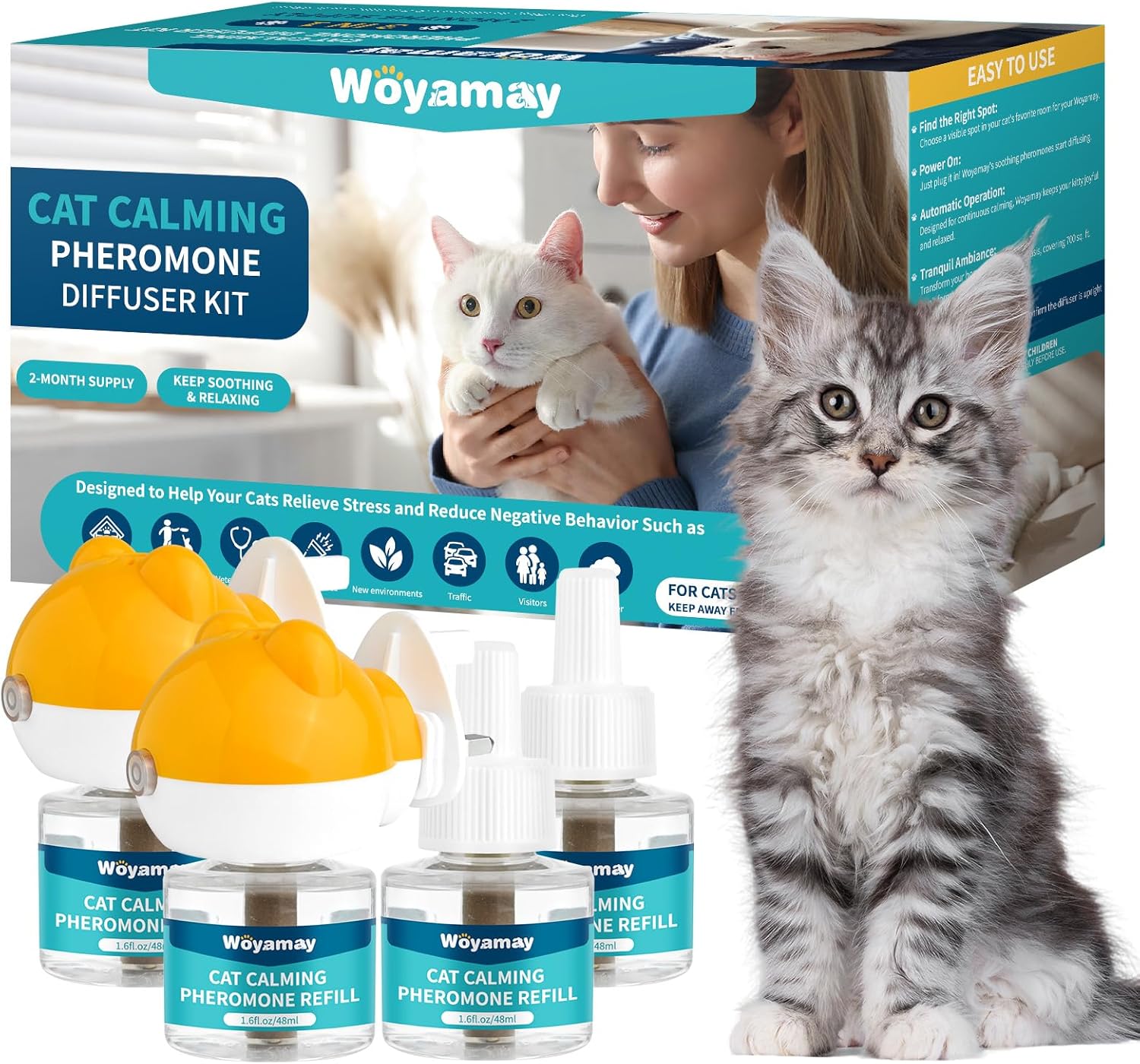 Thumbnail 6 de Woyamay Cat Calming Plug‑in diffuser 48ml for anxiety 🐱