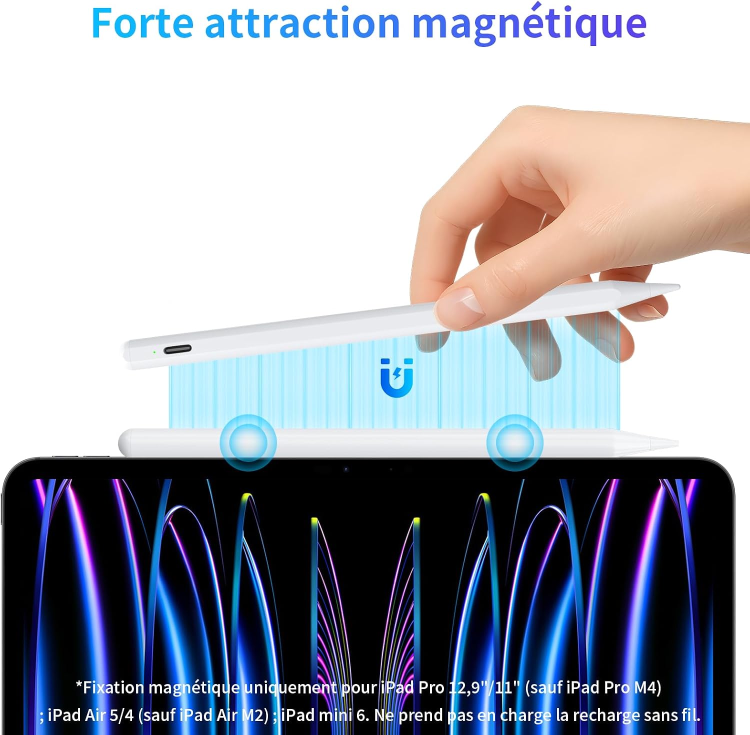 Detalle de Stylet pour iPad 2018-2026 — Crayon Haute Précision avec Rejet de la Paume et Autonomie 15 h