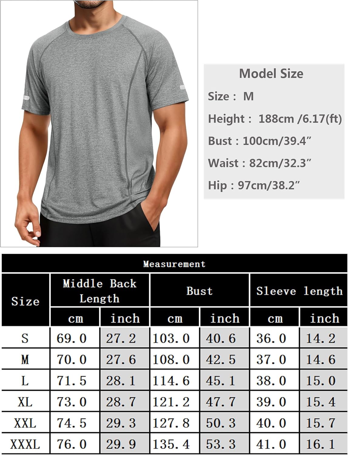 Thumbnail 6 de Wayleb Maglietta Sportiva Uomo traspirante in tessuto tecnico elastico per palestra e corsa (maniche corte)