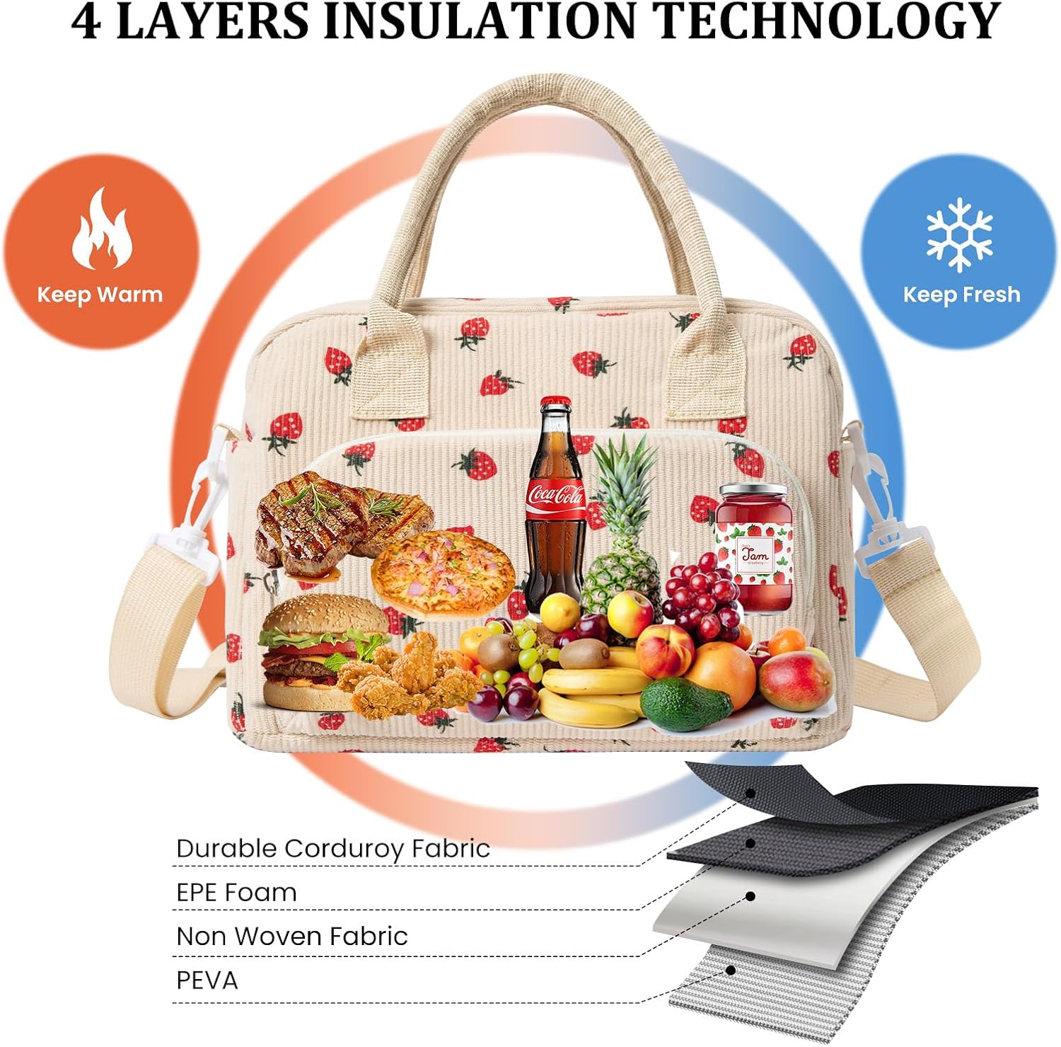 Detalle 2 de MEXS Insulated Lunch Bag: Large, Leakproof & Reusable for Work, School, and Travel