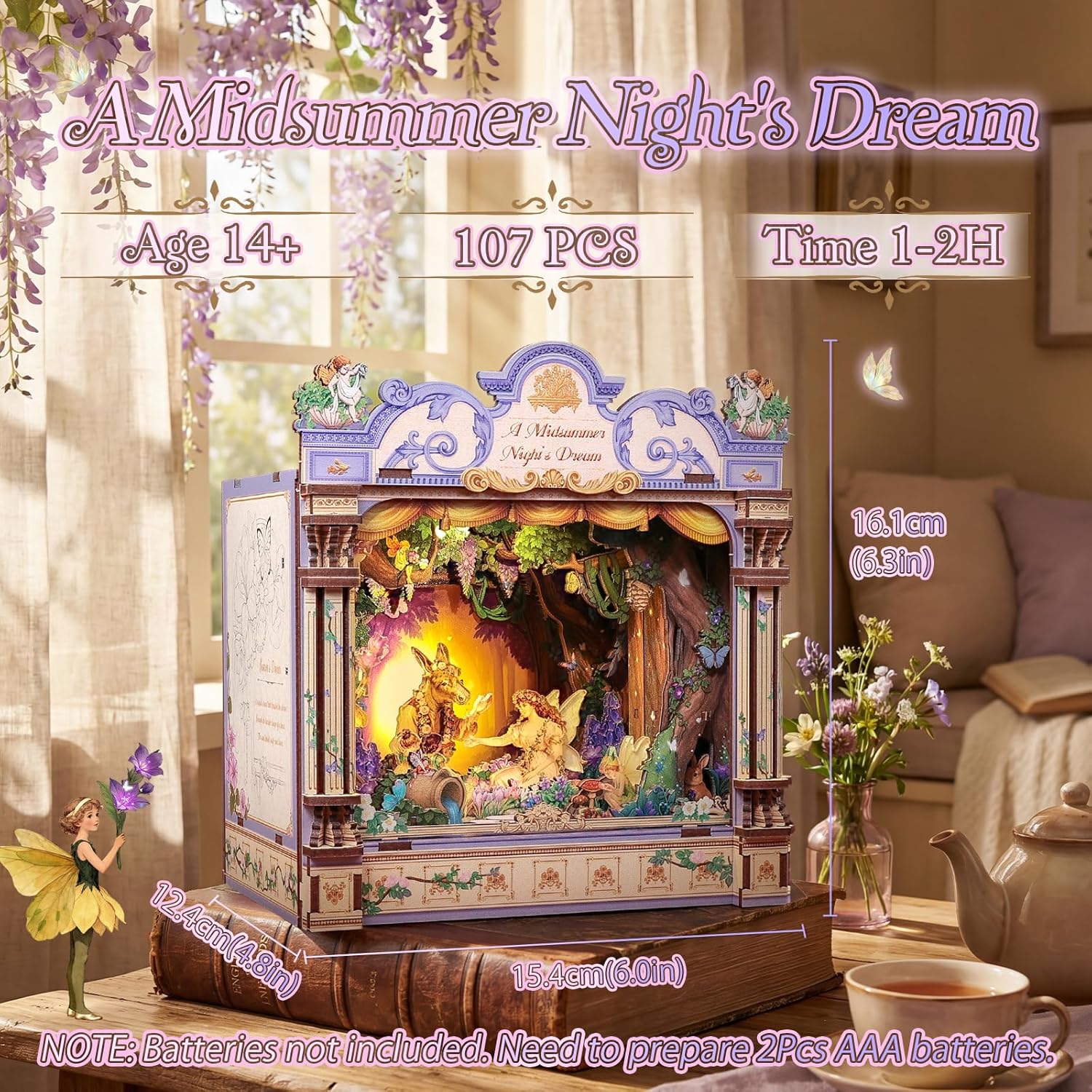 Thumbnail 1 de Book Nook Kit in Legno – Diorama in miniatura ispirato Sogno di una notte di mezza estate