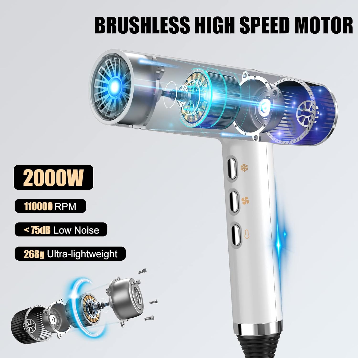 Detalle 2 de slopehill hair dryer with brushless motor