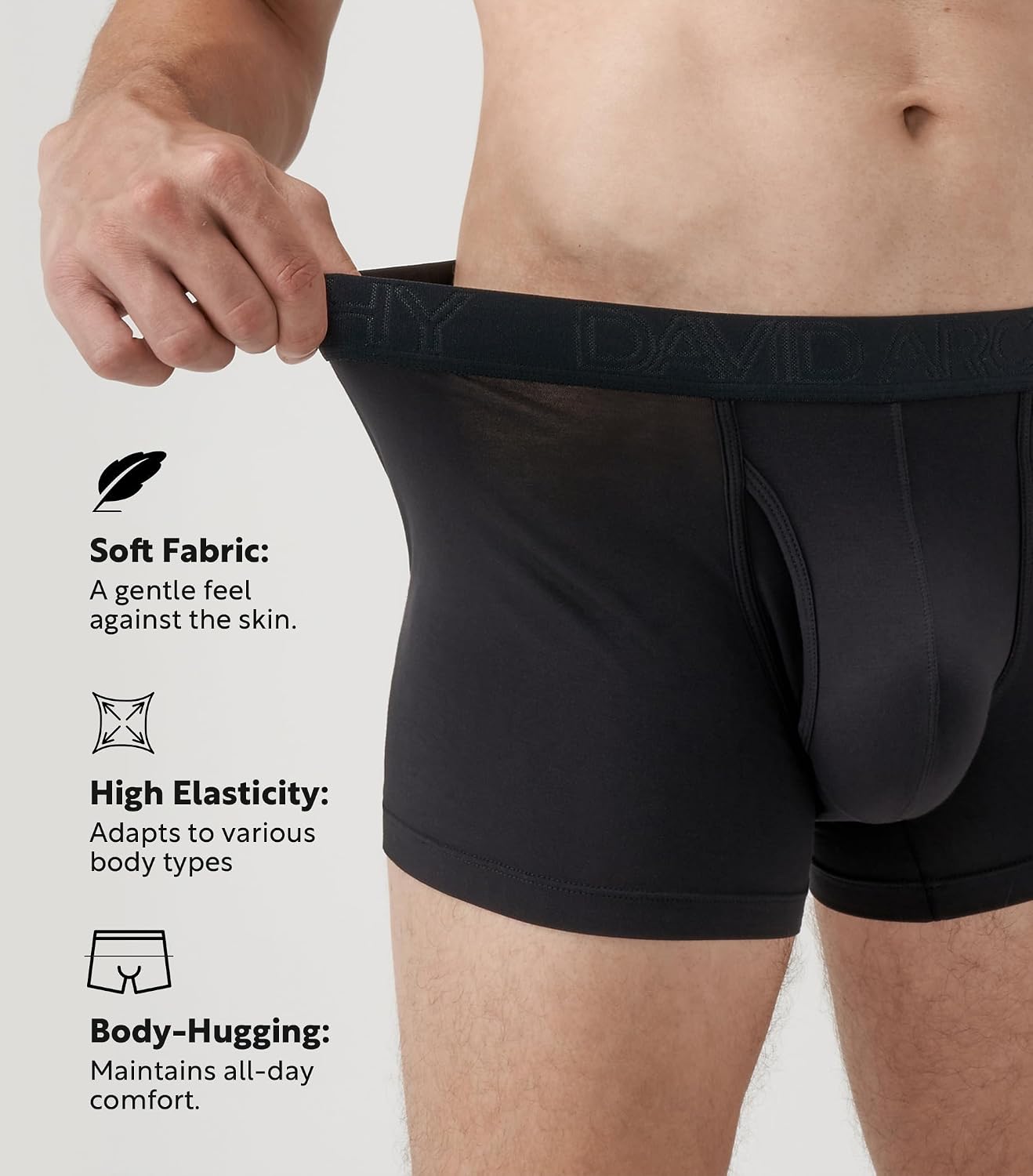 Detalle de DAVID ARCHY MDANK17 Men's Bamboo Rayon Boxer Briefs, Breathable Multipack