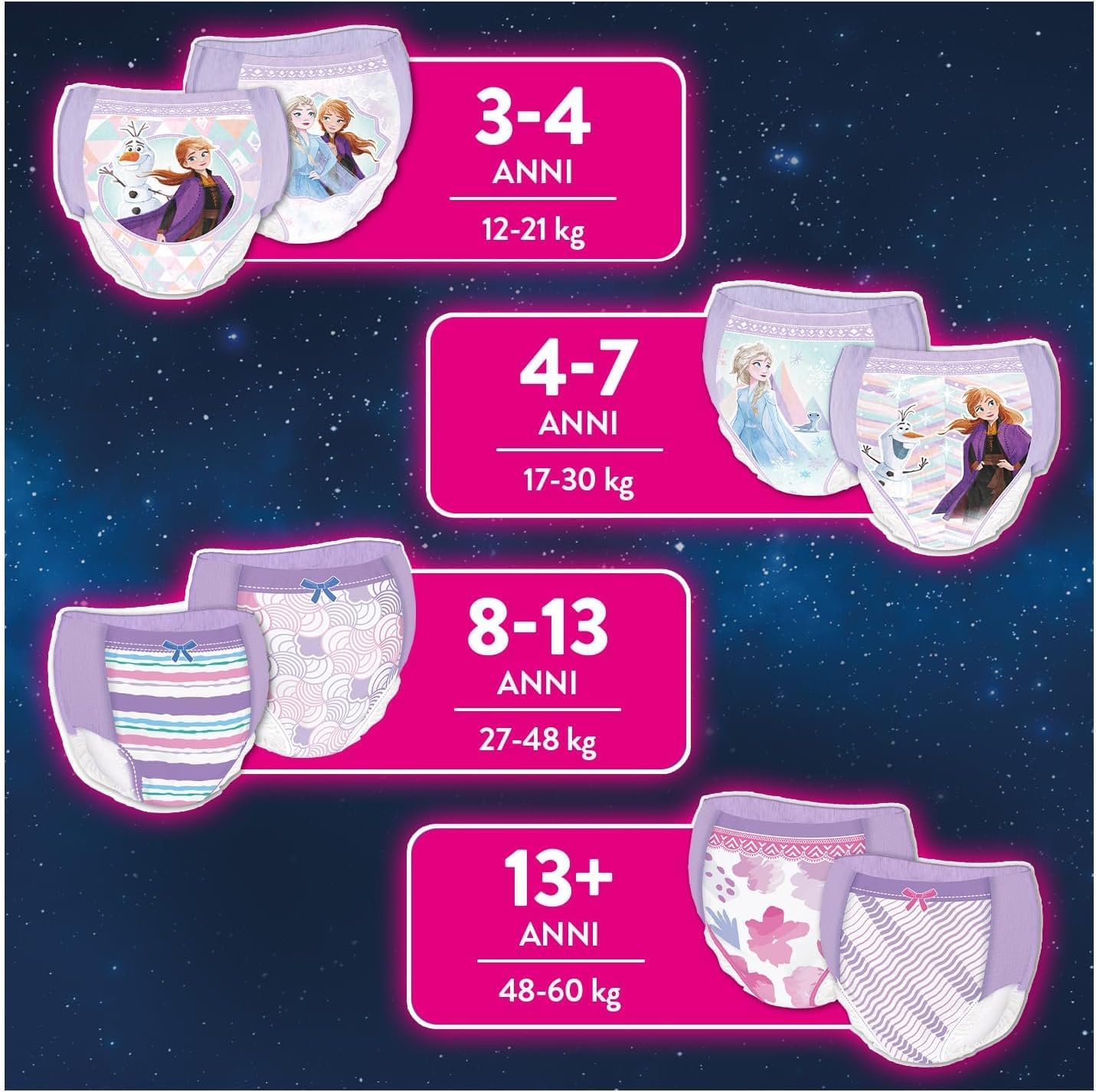 Detalle de Huggies DryNites Mutandine assorbenti L (30-48 kg) per bambina, 52 pezzi