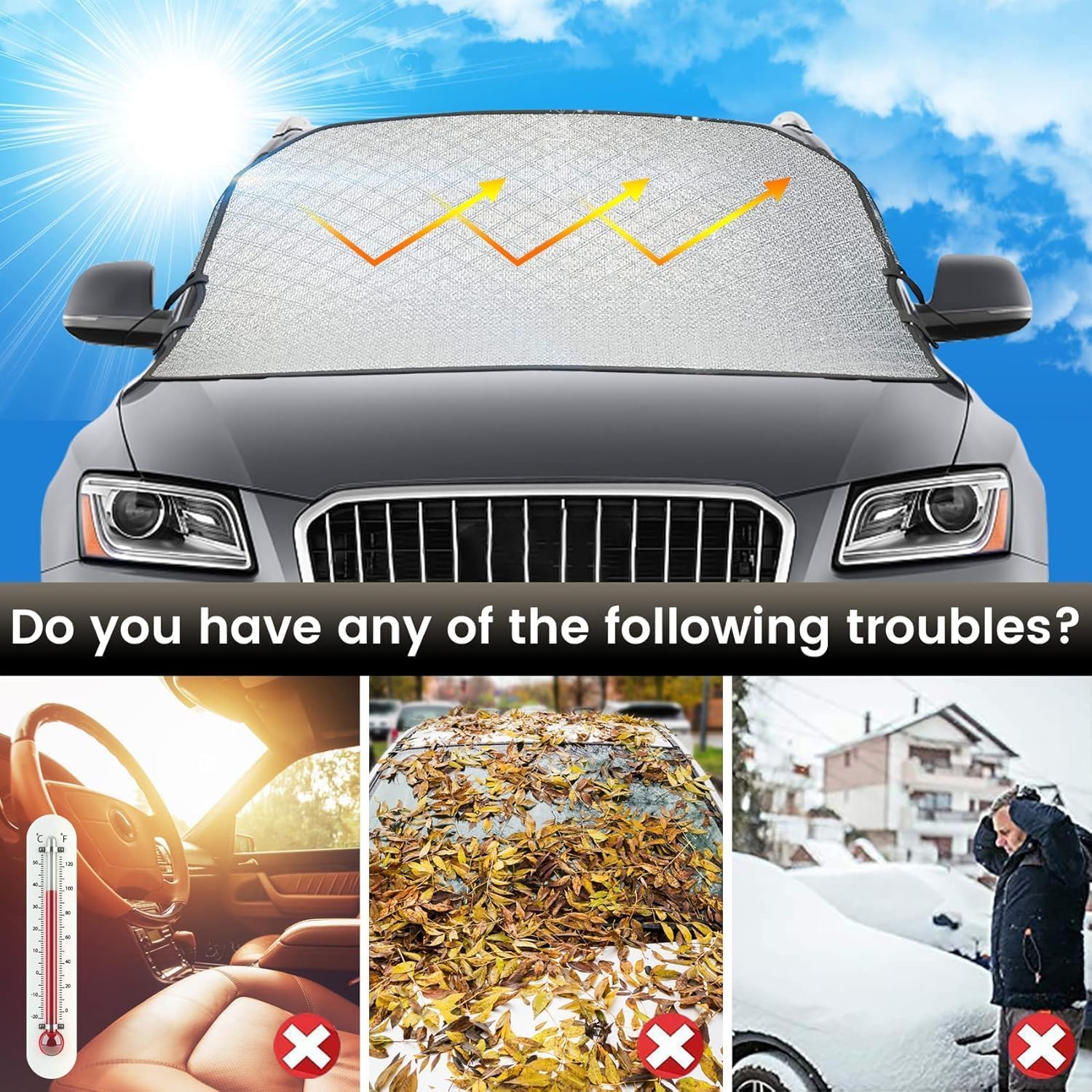 Thumbnail 4 de Car Windscreen Sunshade with Magnetised Cover (178 x 124 cm) for Front Window