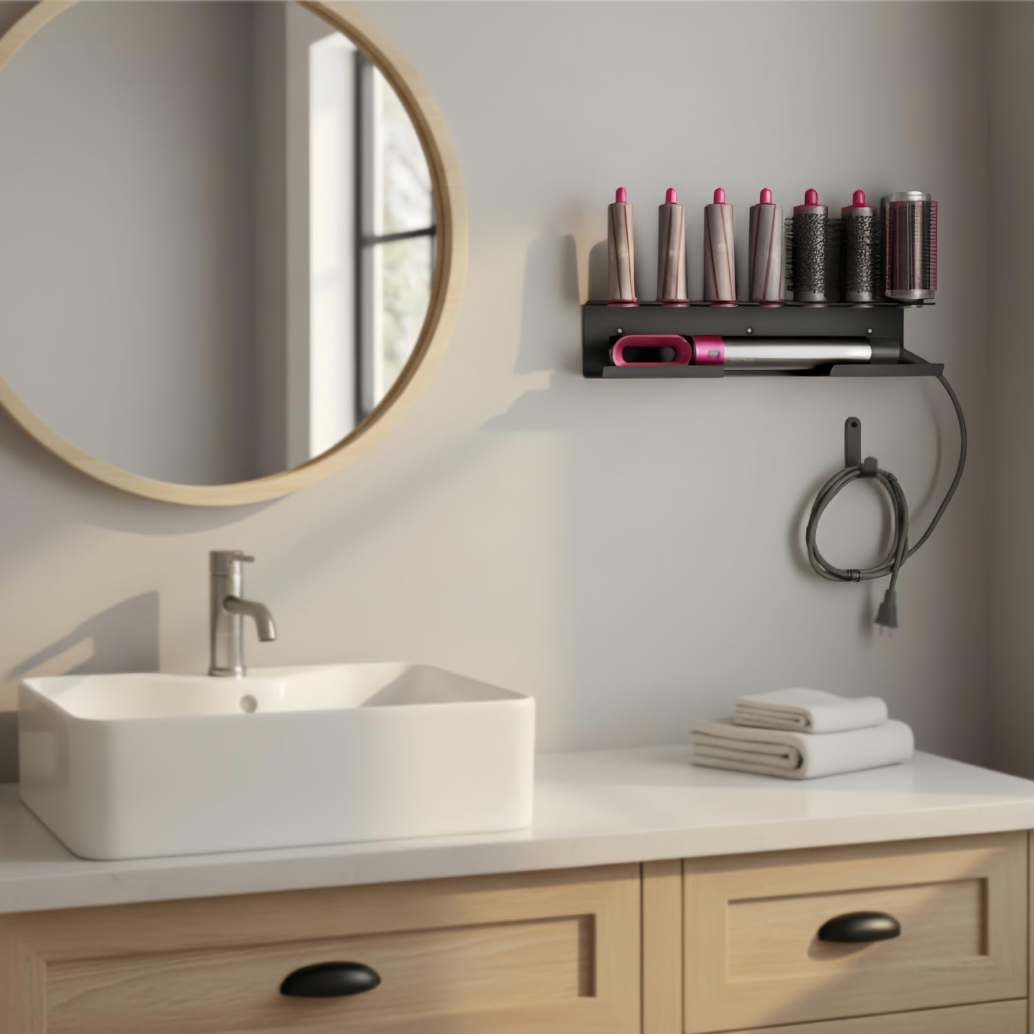 Thumbnail 6 de Bowyune Dyson Airwrap Halterung (Aluminium) – Wandhalter ohne Bohren, 7 Steckplätze für Airwrap-Zubehör, Schwarz