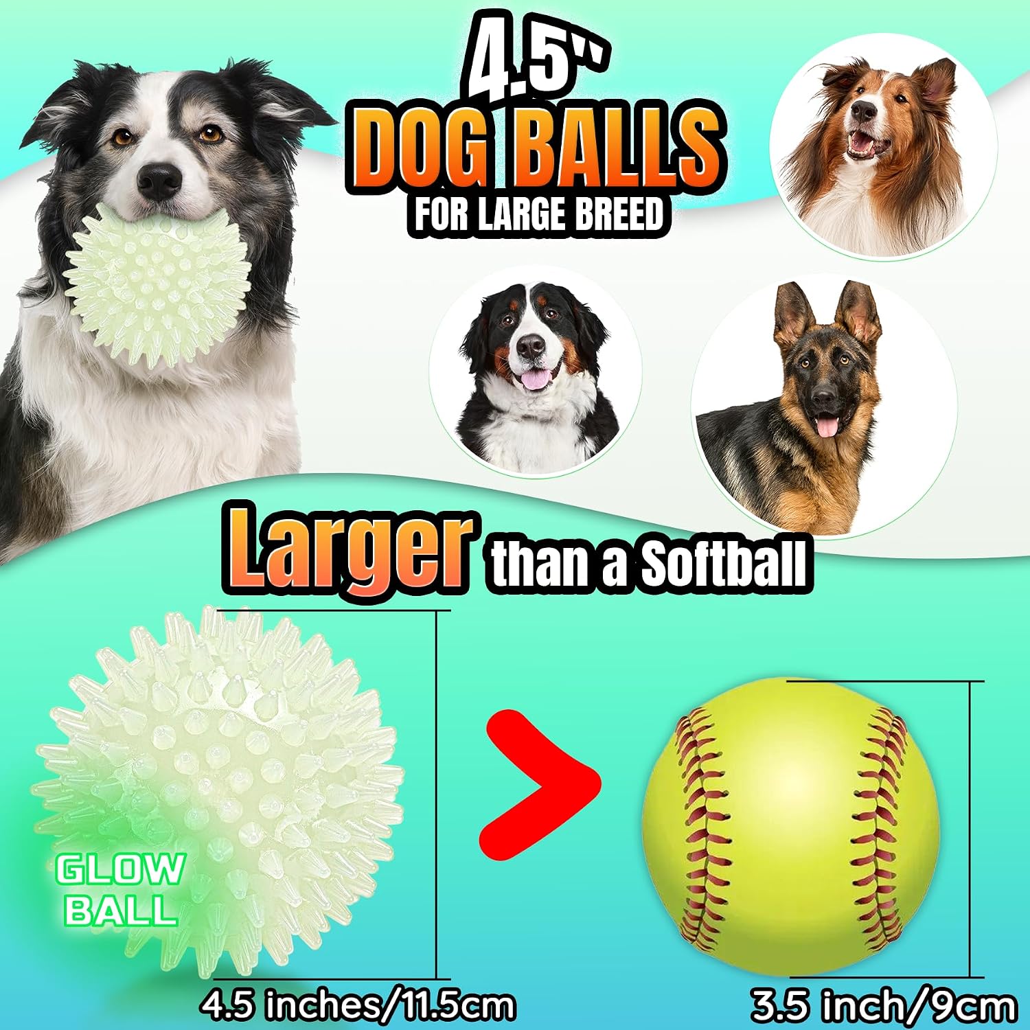 Thumbnail 2 de LECHONG Glow in the Dark Dog Balls 4-Pack