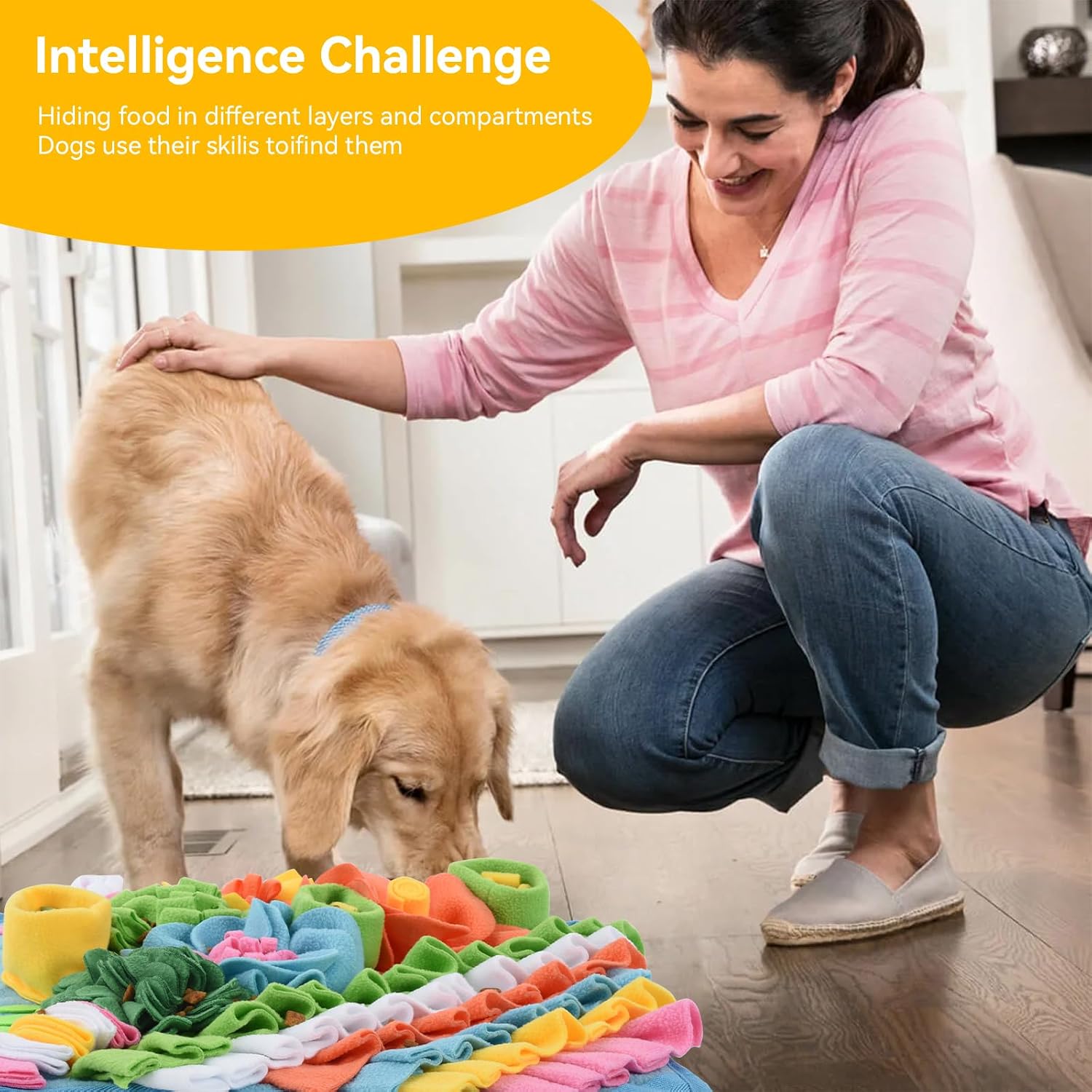 Detalle de Romon Tappeto Olfattivo per Cani – 40×40 cm: gioco interattivo e stimolante