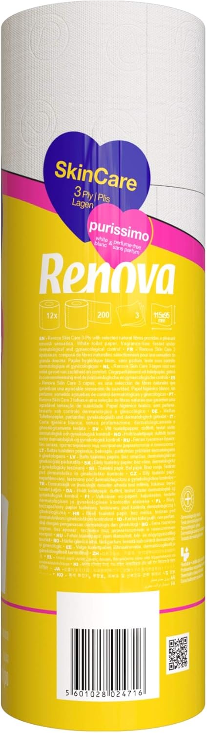 Detalle 2 de Renova Papel Higiénico Skin Care Purissimo - 12 Rollos 🧻
