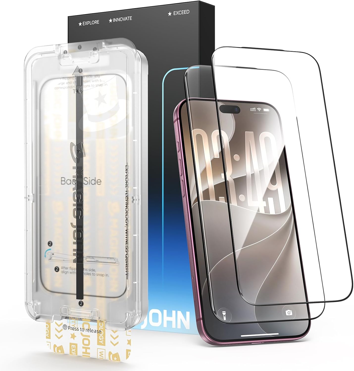 Detalle de MAGIC JOHN iPhone 18 Pro 3rd Gen Anti-Glare Tempered Glass Screen Protector, 2-Pack