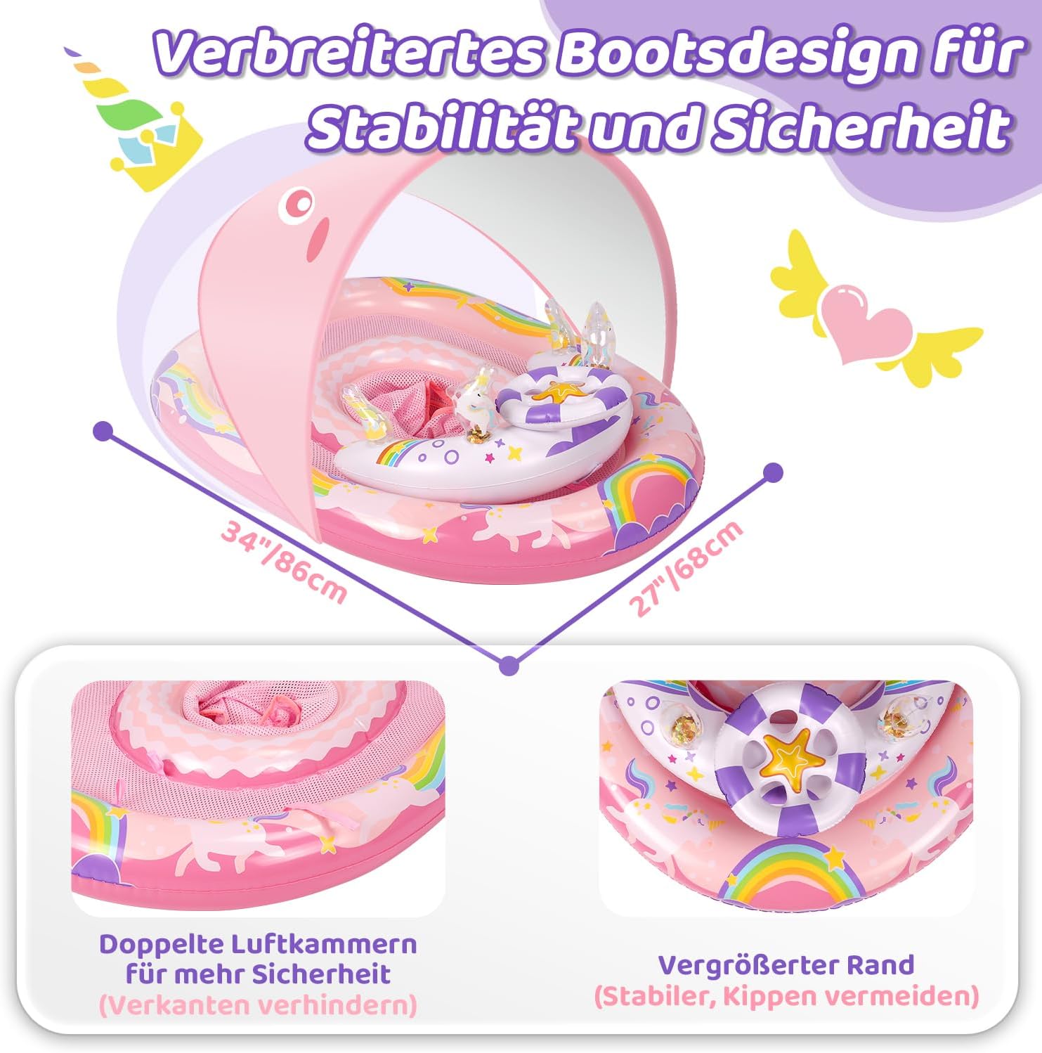 Detalle de ACELIFE Baby Pool Float with Canopy UPF50+ for 6–36 Months