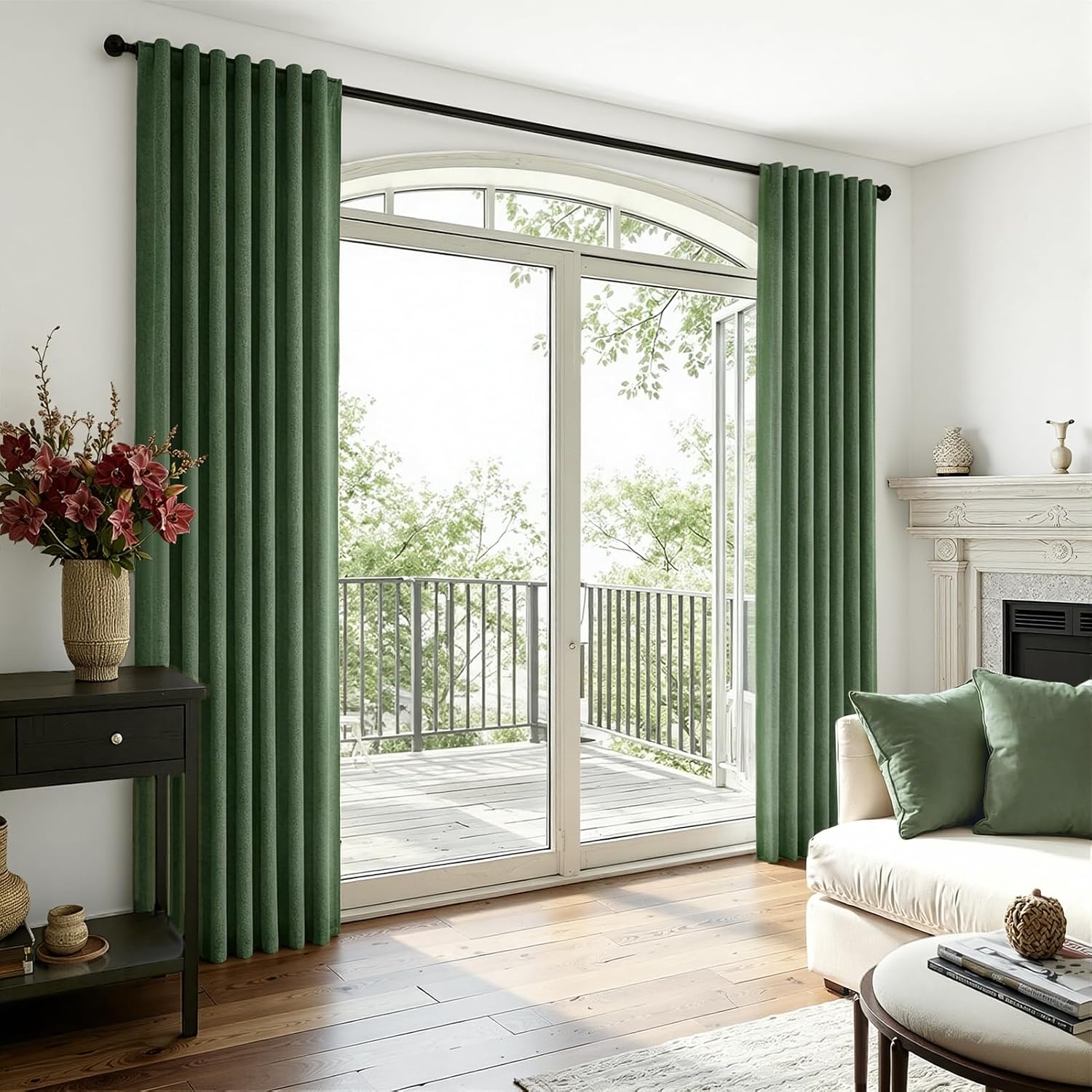 Thumbnail 6 de Drapenova RBPPCL227 Olive Green Linen-Blend Curtains, 52 x 96 in, Back Tab