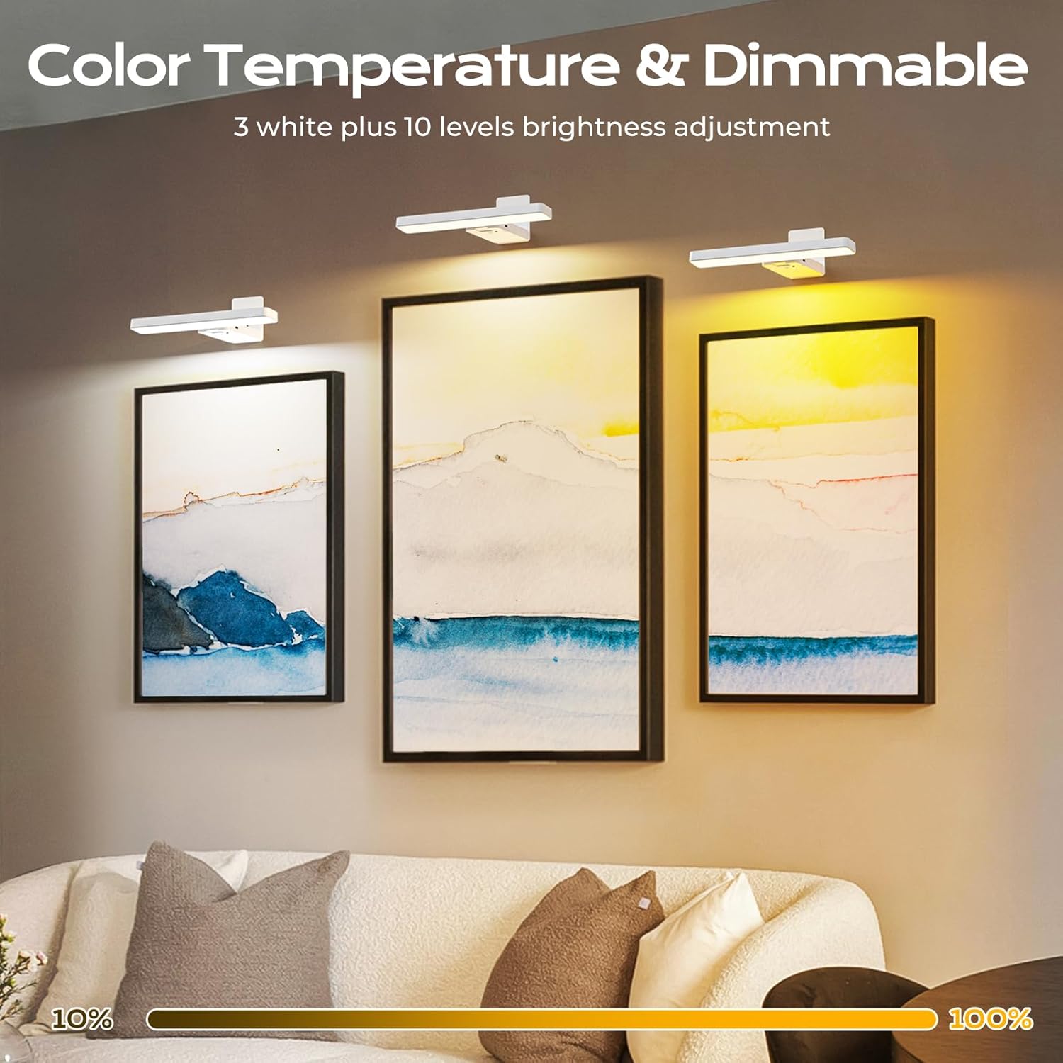 Thumbnail 2 de Picture Light for Wall battery-operated cordless dartboard & artwork lights (2-pack) with remote