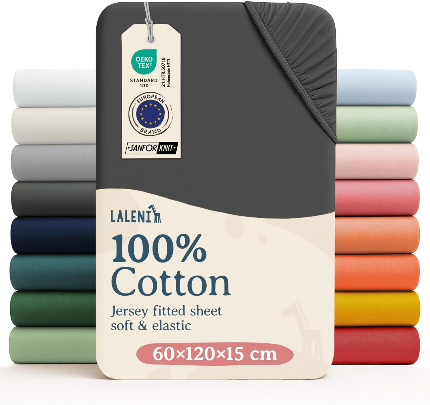 Detalle 2 de Laleni jersey dra-på-lakan för spjälsäng, 100 % bomull, 2-pack, gul