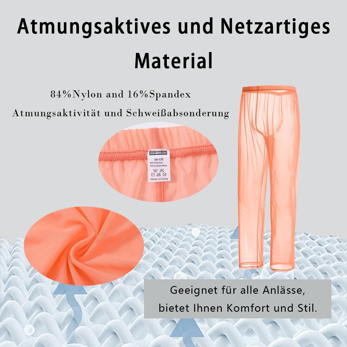 Detalle de YAHWULAI Herren Schlafanzughosen – Leichtes, hautfreundliches Nylon-Elastan-Gemisch