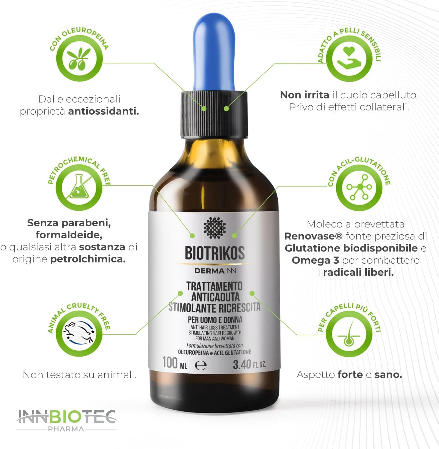 Detalle 2 de Biotrikos Siero Anticaduta Capelli e Barba – Lozione notte, fiale dosatrici, crescita e rinforzo