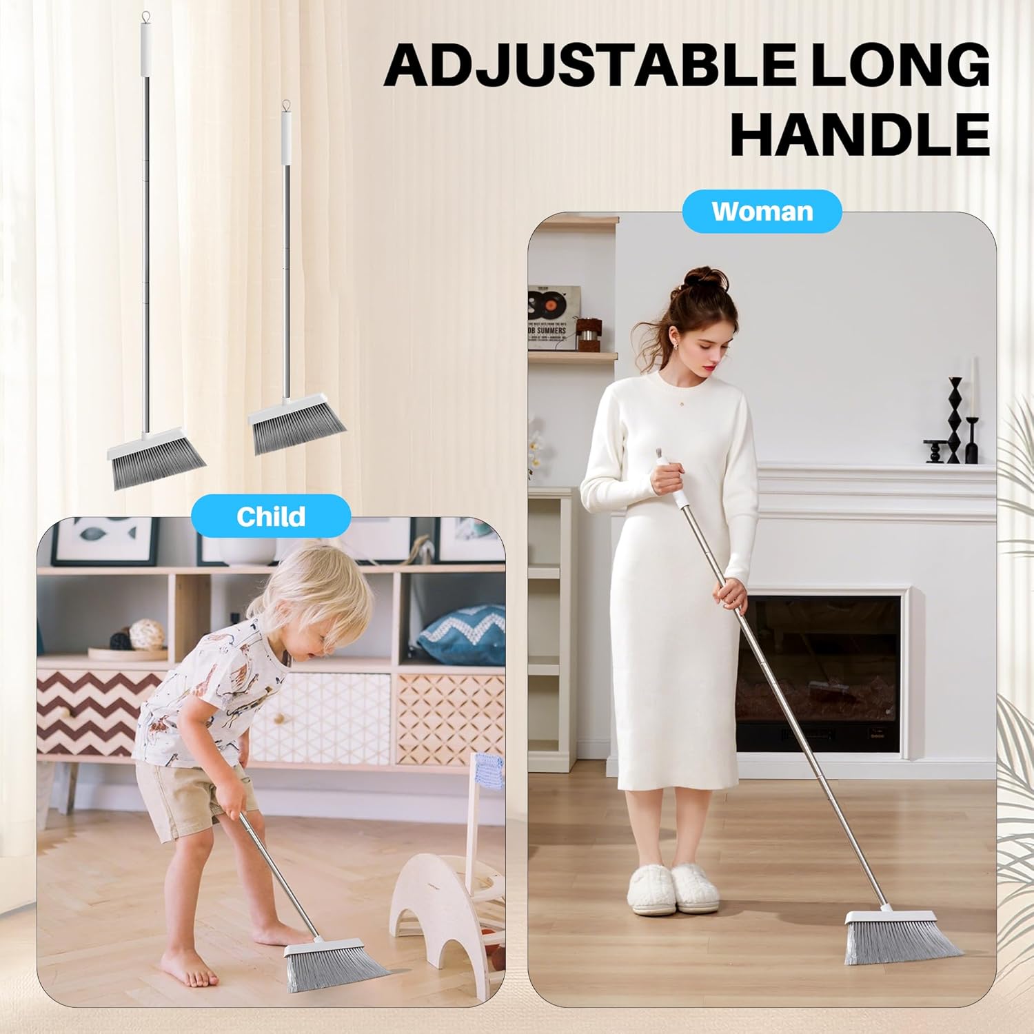 Thumbnail 2 de JOYMOOP White Broom & Dustpan Set