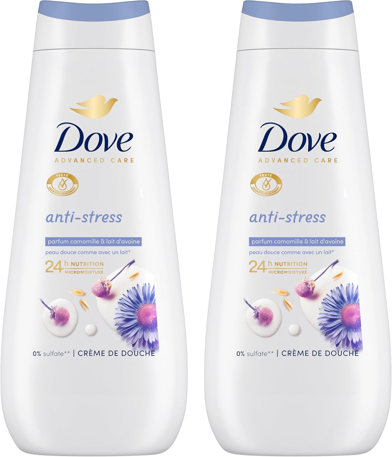 Detalle de DOVE Crème de douche Advanced Care Anti-Stress – Lot 2x400 ml