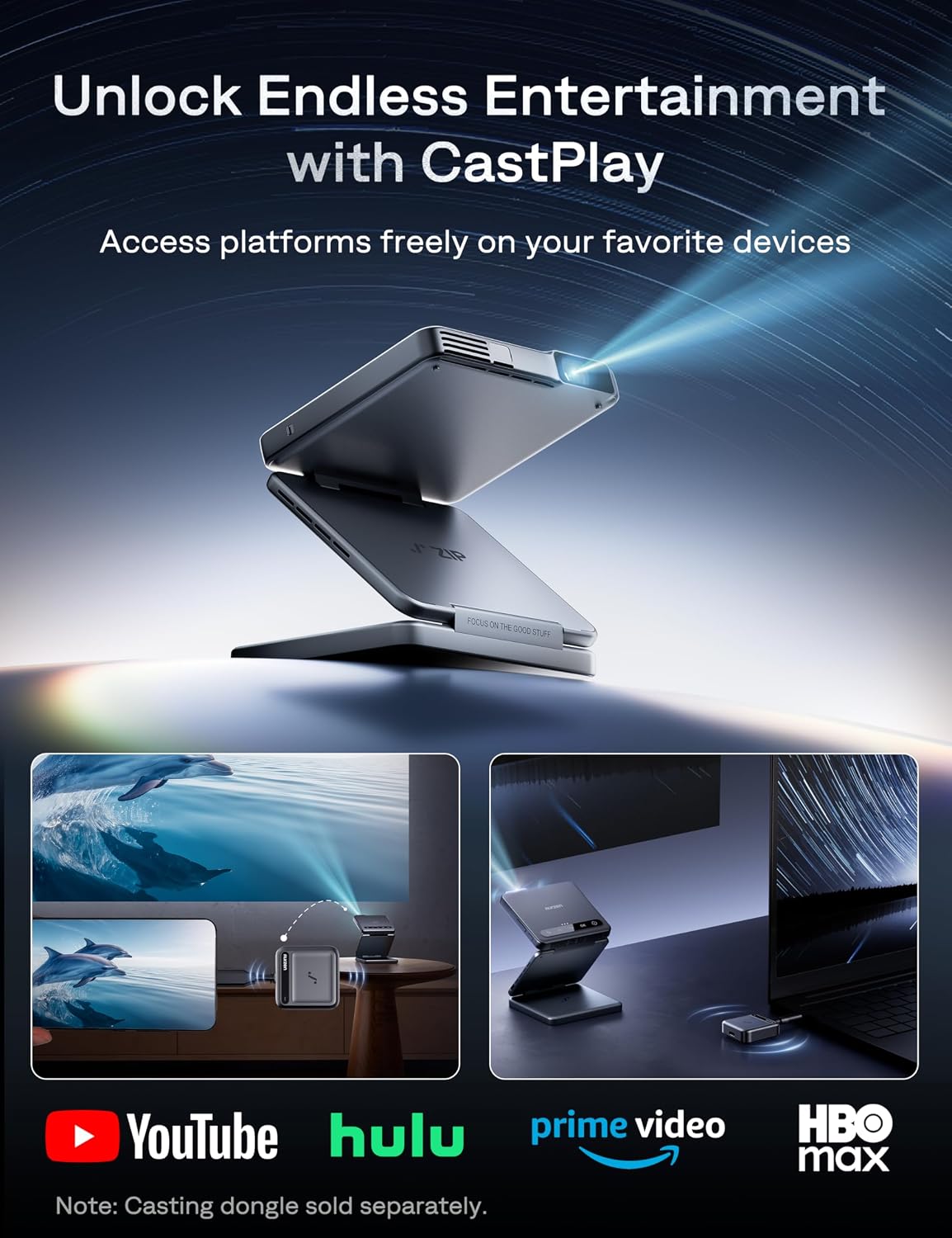 Thumbnail 4 de Aurzen ZIP Tri-Fold Mini Projector 5000mAh