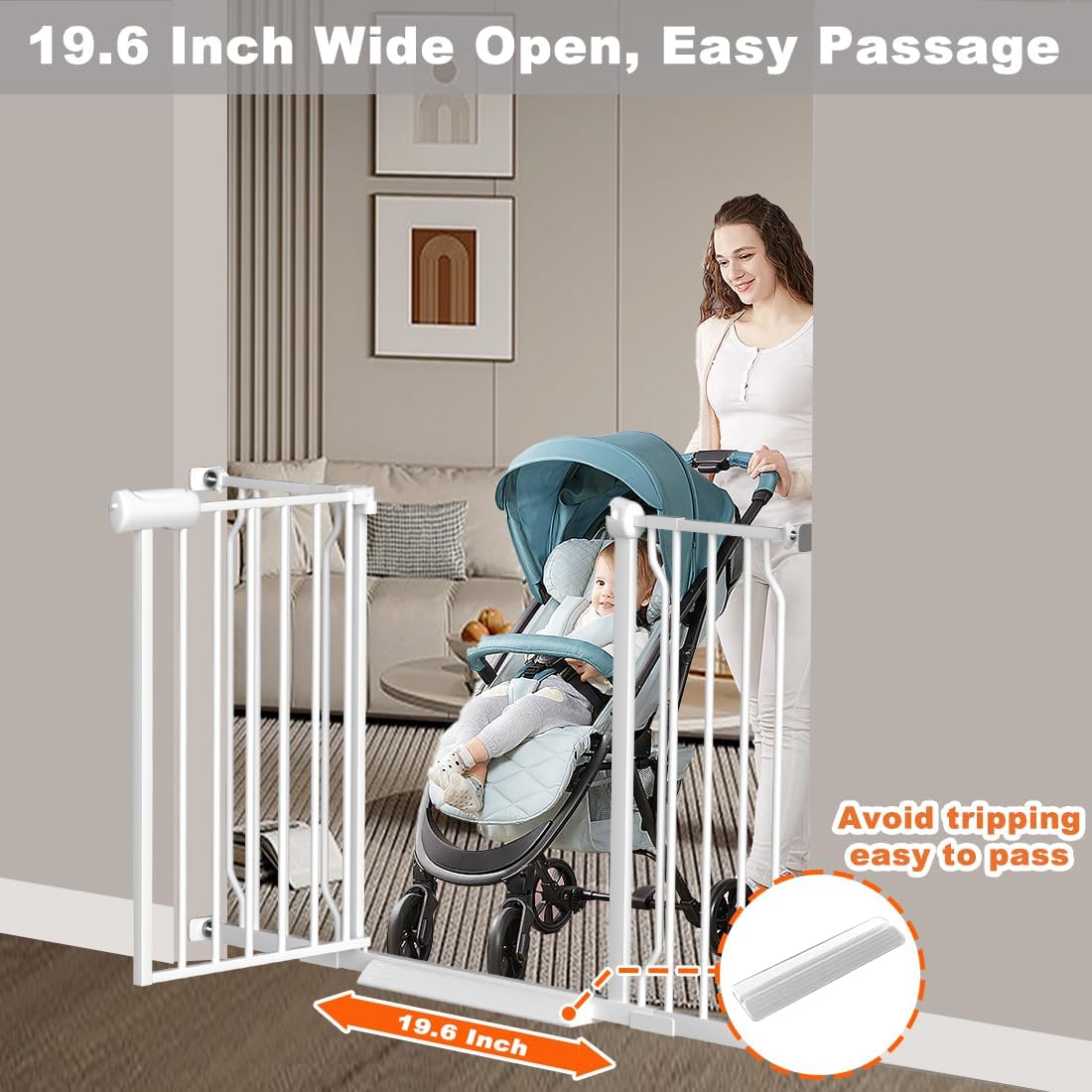 Thumbnail 6 de Fairy Baby W046White Extra-Wide Auto-Close Metal Safety Gate, 67–71.5 Inches