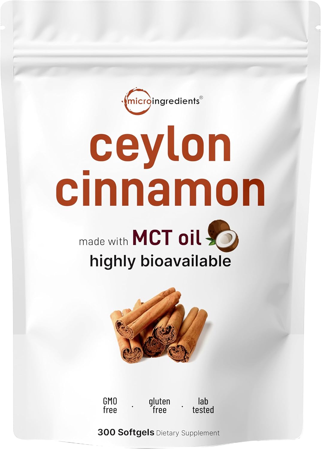 Detalle de Micro Ingredients Ceylon Cinnamon Softgels, 300 Softgels