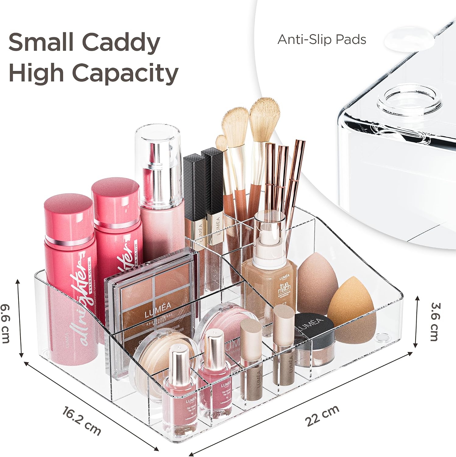 Detalle 1 de DancesCat DC-Cosmetic Organisers Makeup Organiser with 7 Compartments and 2 Drawers