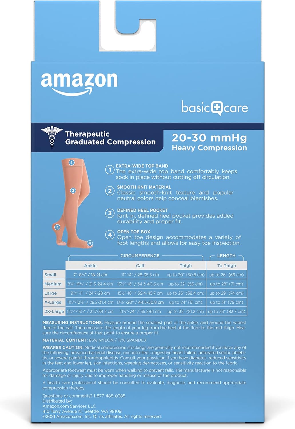 Detalle 2 de Amazon Basic Care Compression Stockings, 20-30 mmHg ⚙