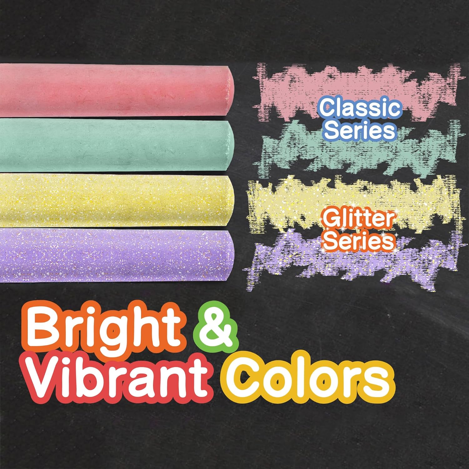 Detalle de 75 PCS Sidewalk Chalk for Kids - 14 Colors, 5 Glitter, Non-Toxic Washable Jumbo Chalks