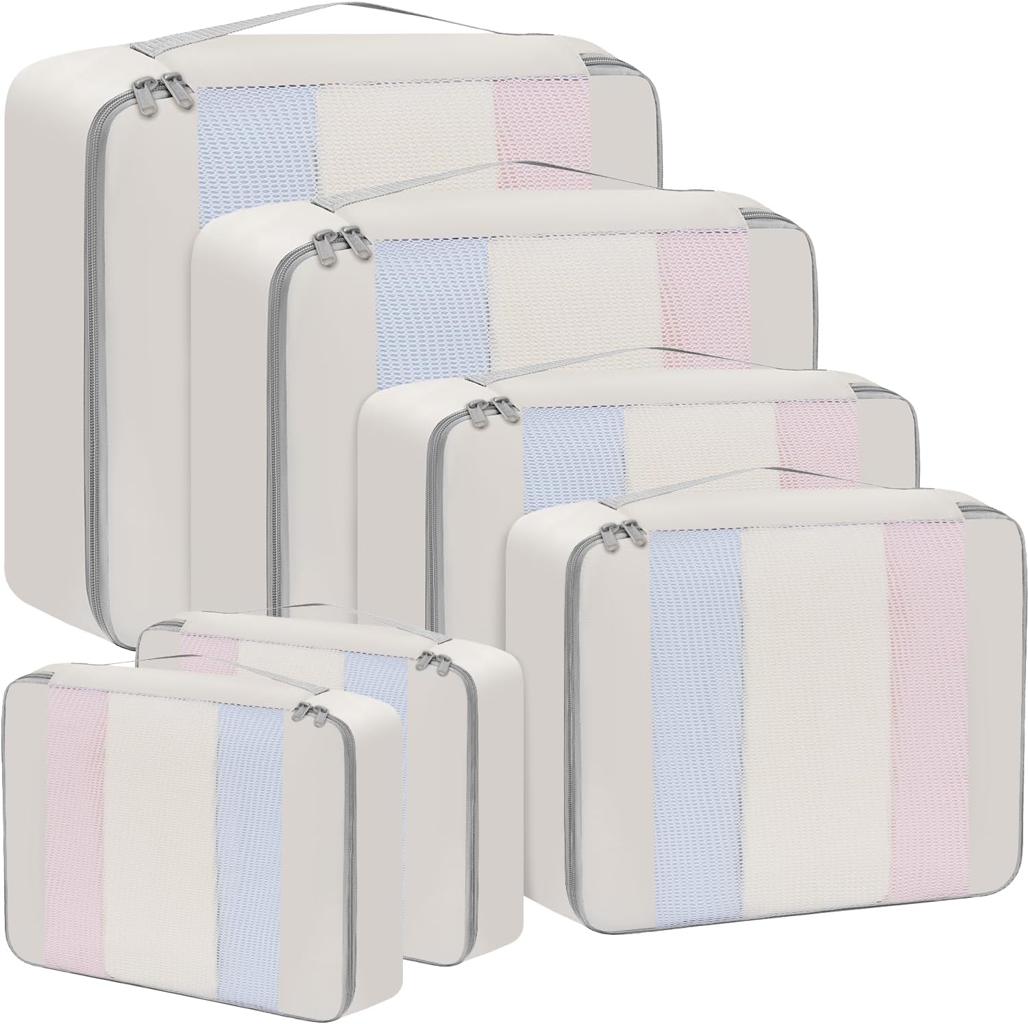 Detalle de BAGAIL 6 Set Packing Cubes – Variety of Sizes for Travel Organisation (Beige)
