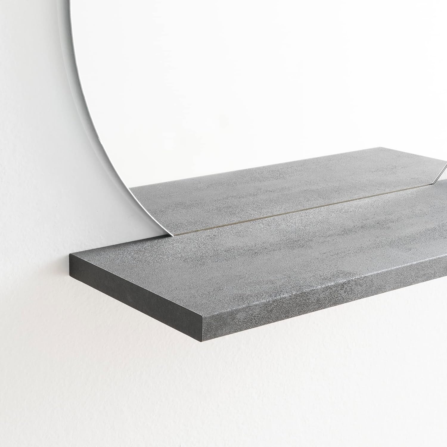 Detalle de ARHome Specchio Tondo Bronzato con Mensola, 60 x 60 x 22 cm – Bianco Opaco, Made in Italy