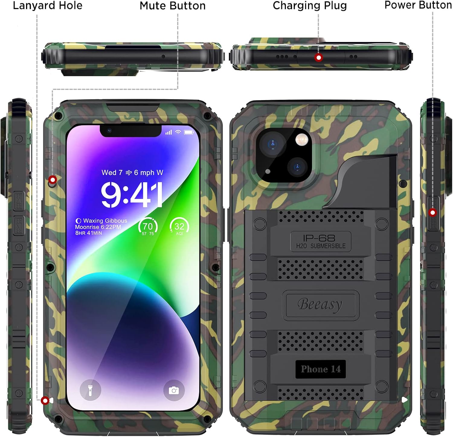 Thumbnail 6 de Beeasy iPhone 14 Case: Waterproof, Heavy-Duty 360° Protection (Camo)