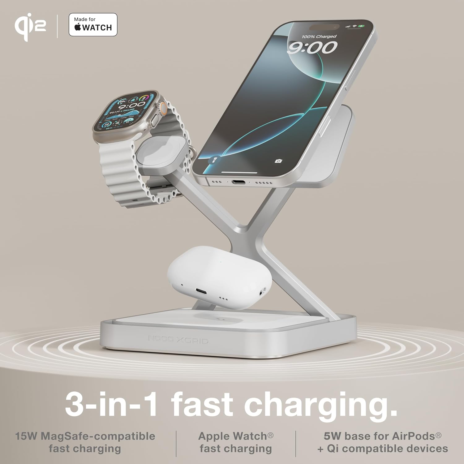 Detalle de NOCO XGrid XDS3 3-in-1 wireless charging