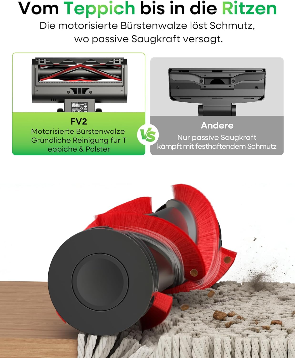 Thumbnail 4 de FAMIVAC FV2: Kabelstaubsauger mit leistungsstarker 65 kPa Saugkraft und Anti-Verhedderungsbürste