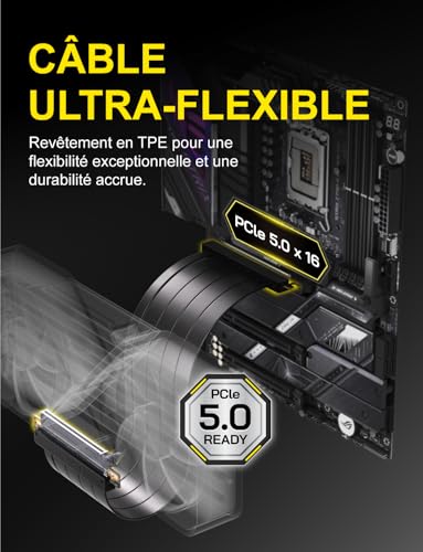 Detalle de EZDIY-FAB Câble rallonge PCIe 5.0 pour GPU, droit, 20 cm – Noir