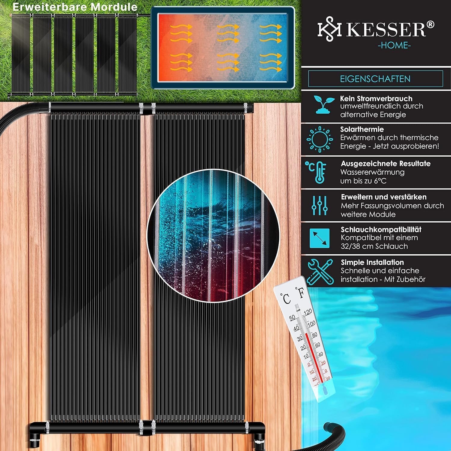 Thumbnail 1 de KESSER® Solarkollektor Poolheizung 500×70 cm – Solarheizer für Pools bis 20.000 L, erweiterbar