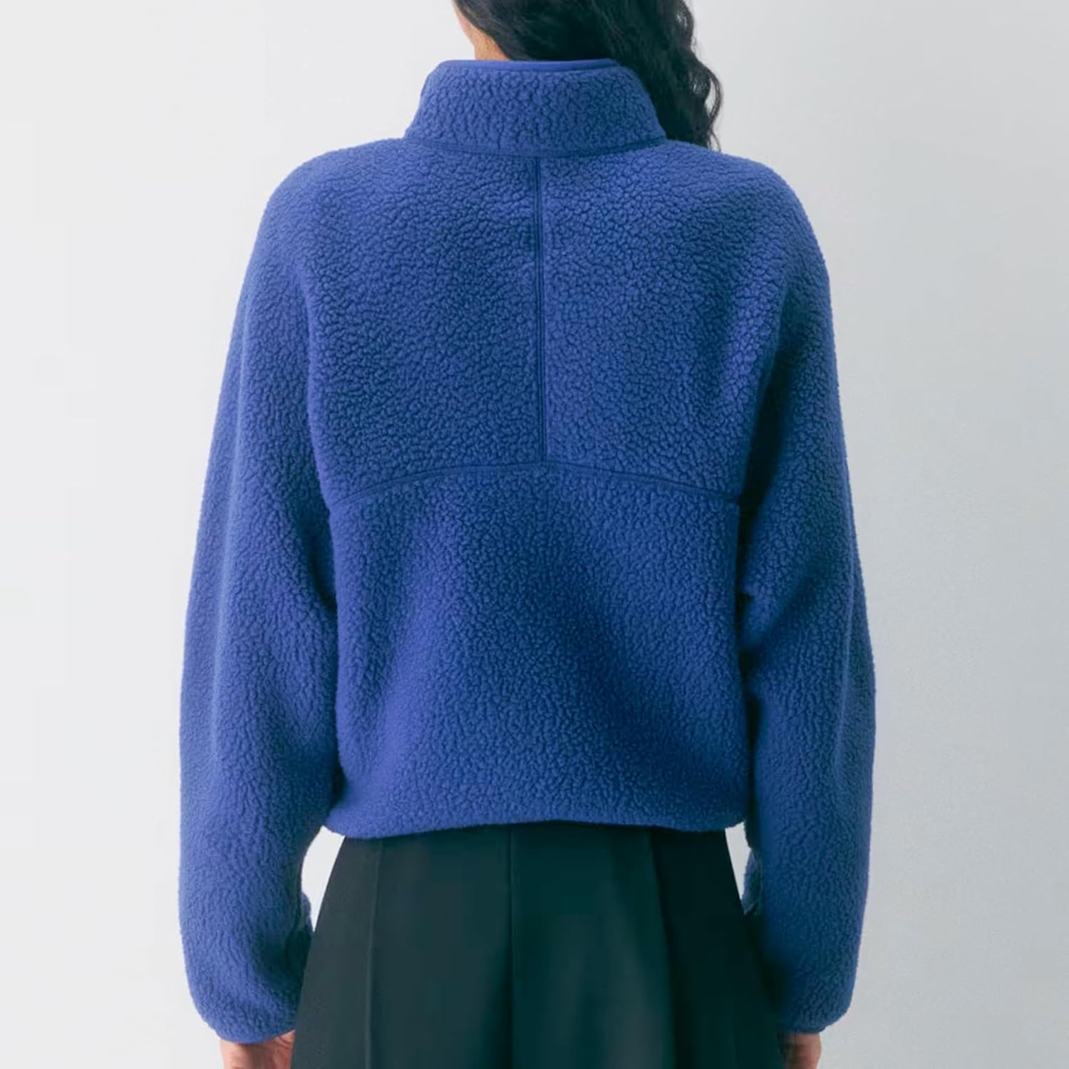 Detalle de Keeliya Women's Quarter-Zip Sherpa Fleece Pullover, Polyester Mock Neck