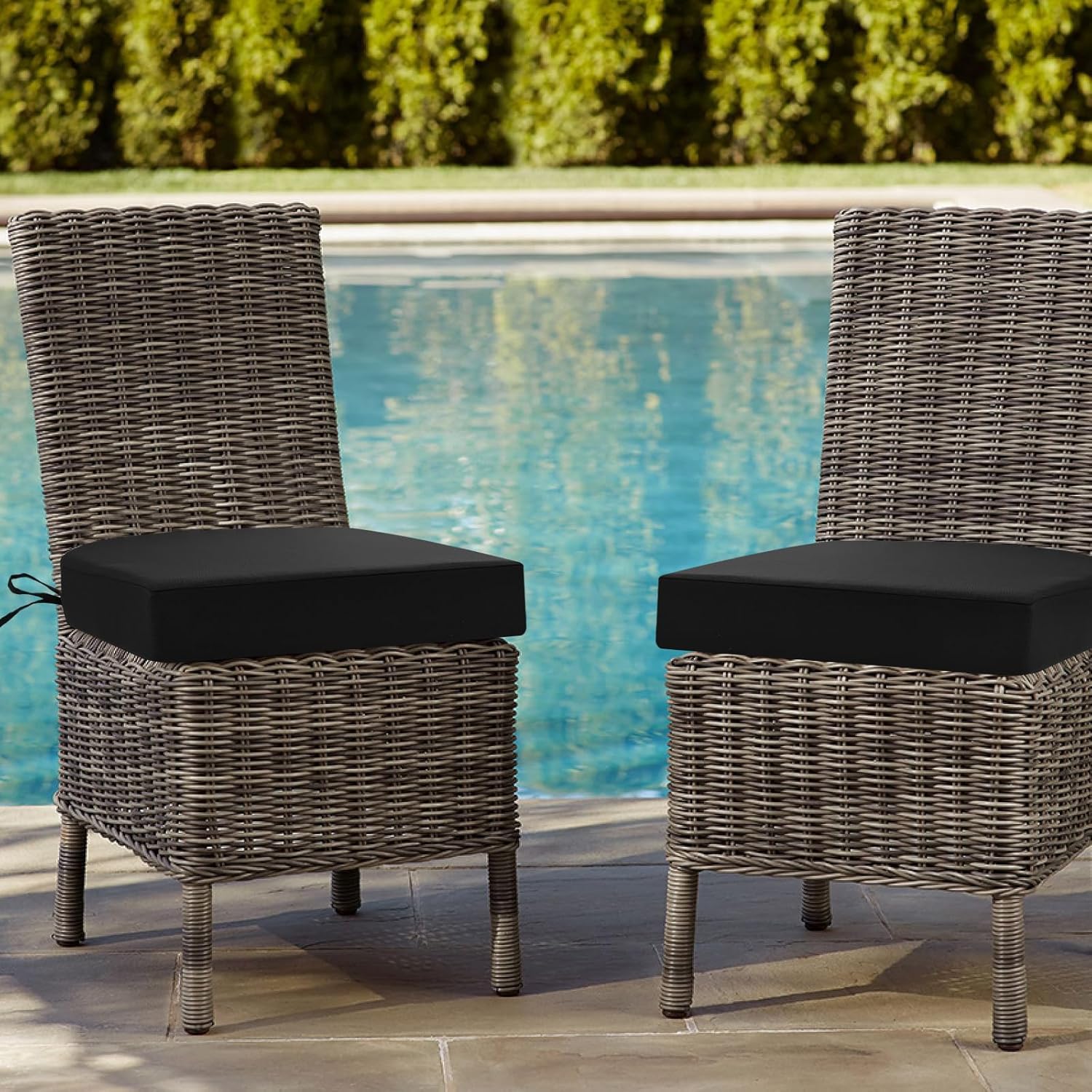 Thumbnail 6 de PRIMEPATIO Outdoor Garden Chair Cushions Set of 2 – 7cm Thick, 50x50cm, Black