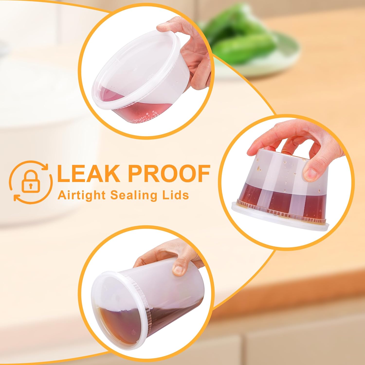 Thumbnail 2 de BYSNOW 60 Sets Deli Containers with Lids (8/16/32 oz) – Leak-Proof, BPA-Free, Stackable & Safe for Freezer, Microwave, and Dishwasher