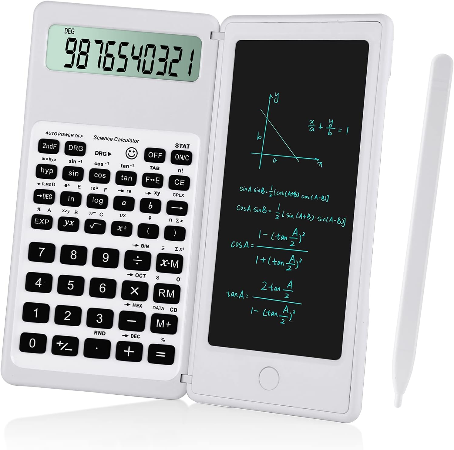 Detalle de iPepul JSQ Scientific Calculator with Notepad, 10-Digit LCD, White