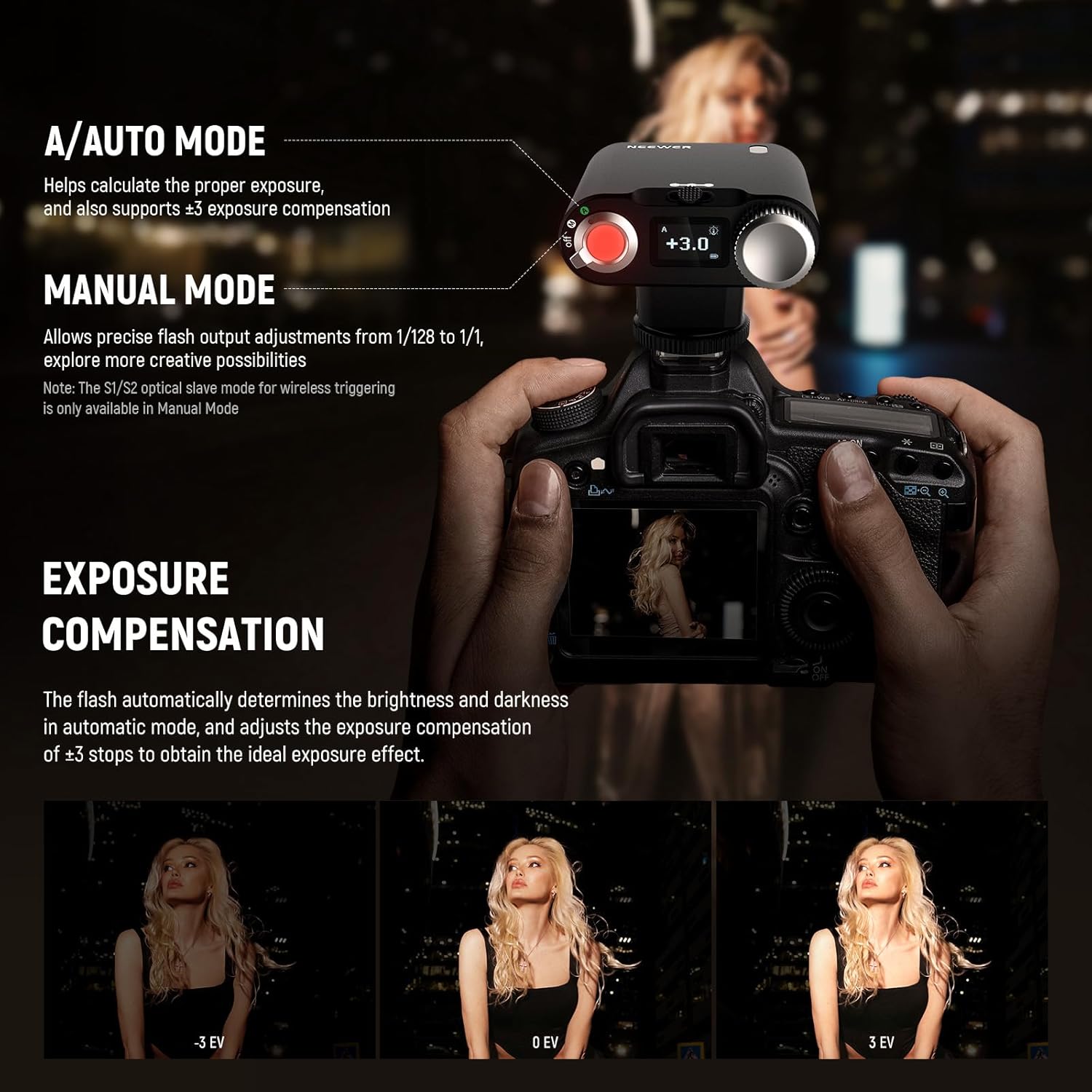 Detalle de NEEWER Z160 Single Contact Camera Flash: Compact, Retro-Inspired Light with 22Ws Power