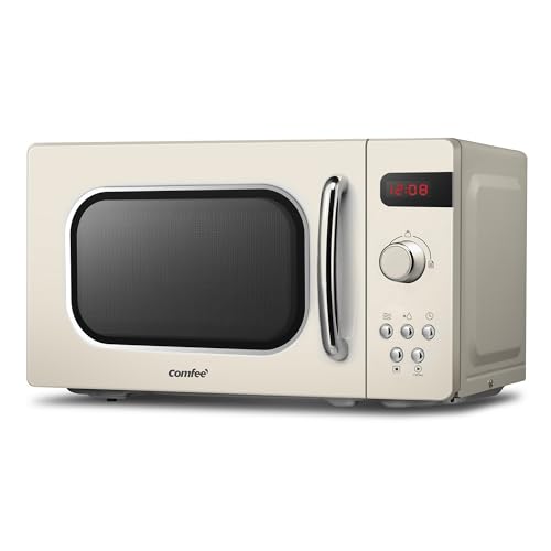 Detalle de COMFEE' Micro-ondes rétro CMSRO 20L – 800 W, 8 menus prédéfinis, Crème d'abricot