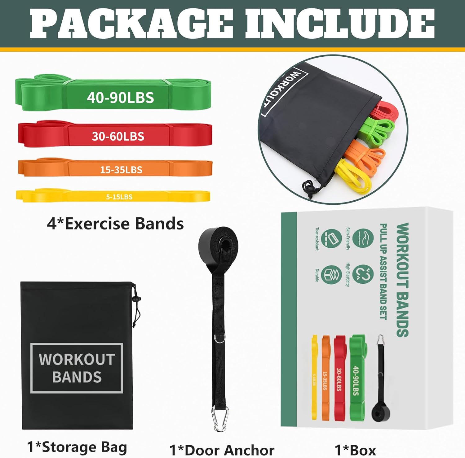 Thumbnail 5 de Resistance Bands Set Widerstandsbänder 4er Set