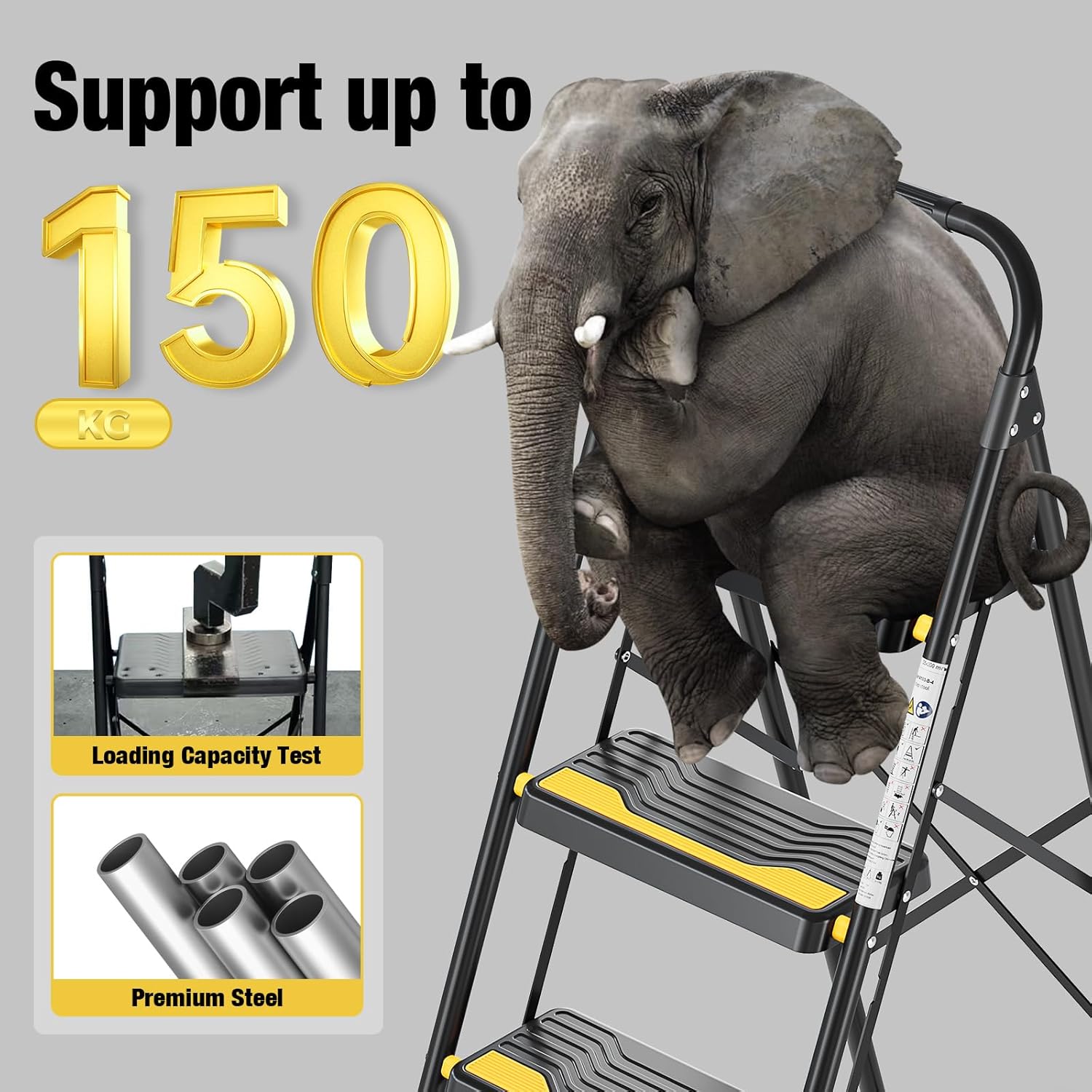 Thumbnail 5 de Urackify 4 Step Ladder 150 kg capacity with handrail 🪜