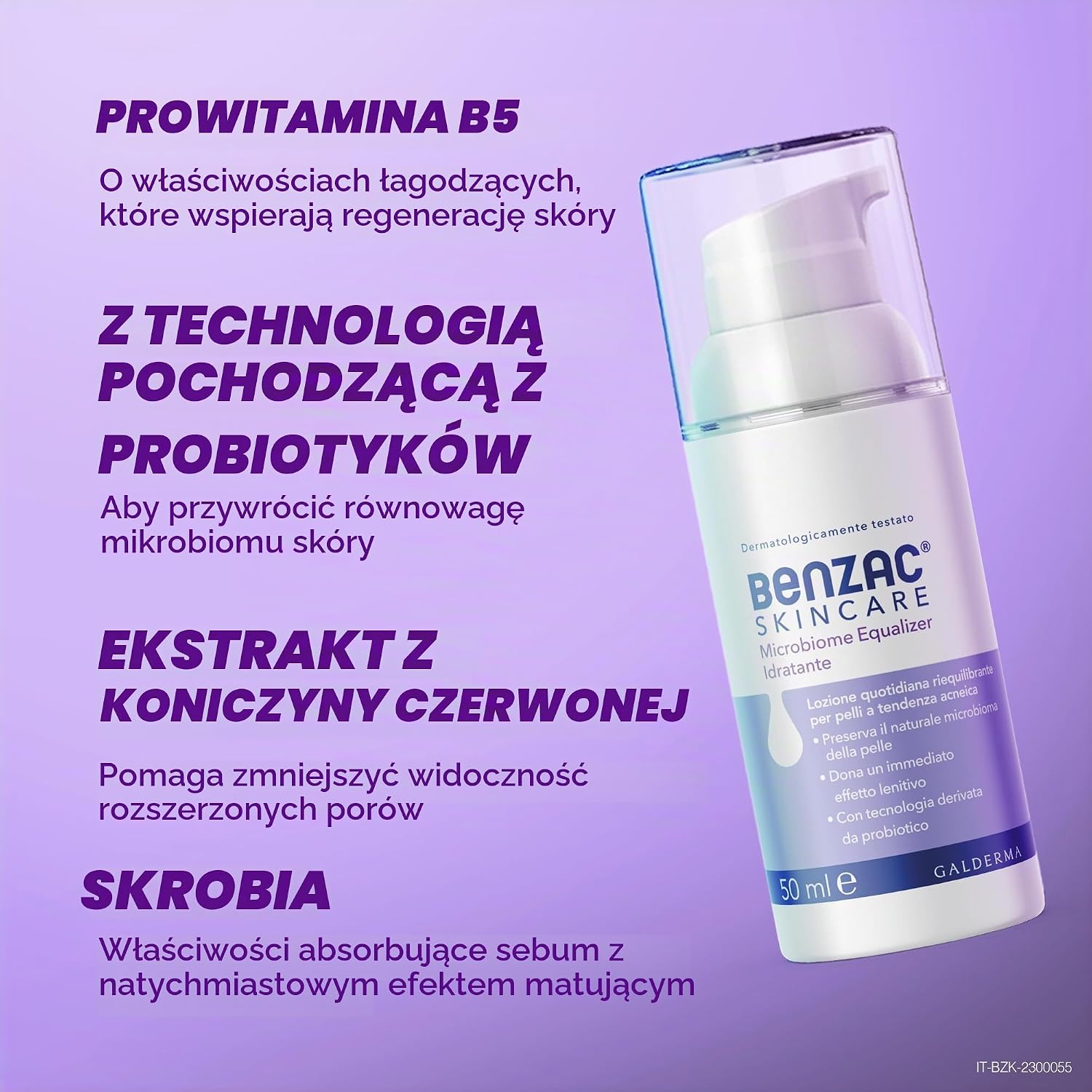 Detalle de Benzac Skincare Microbiome Equalizer – nawilżający balsam do twarzy dla skóry trądzikowej