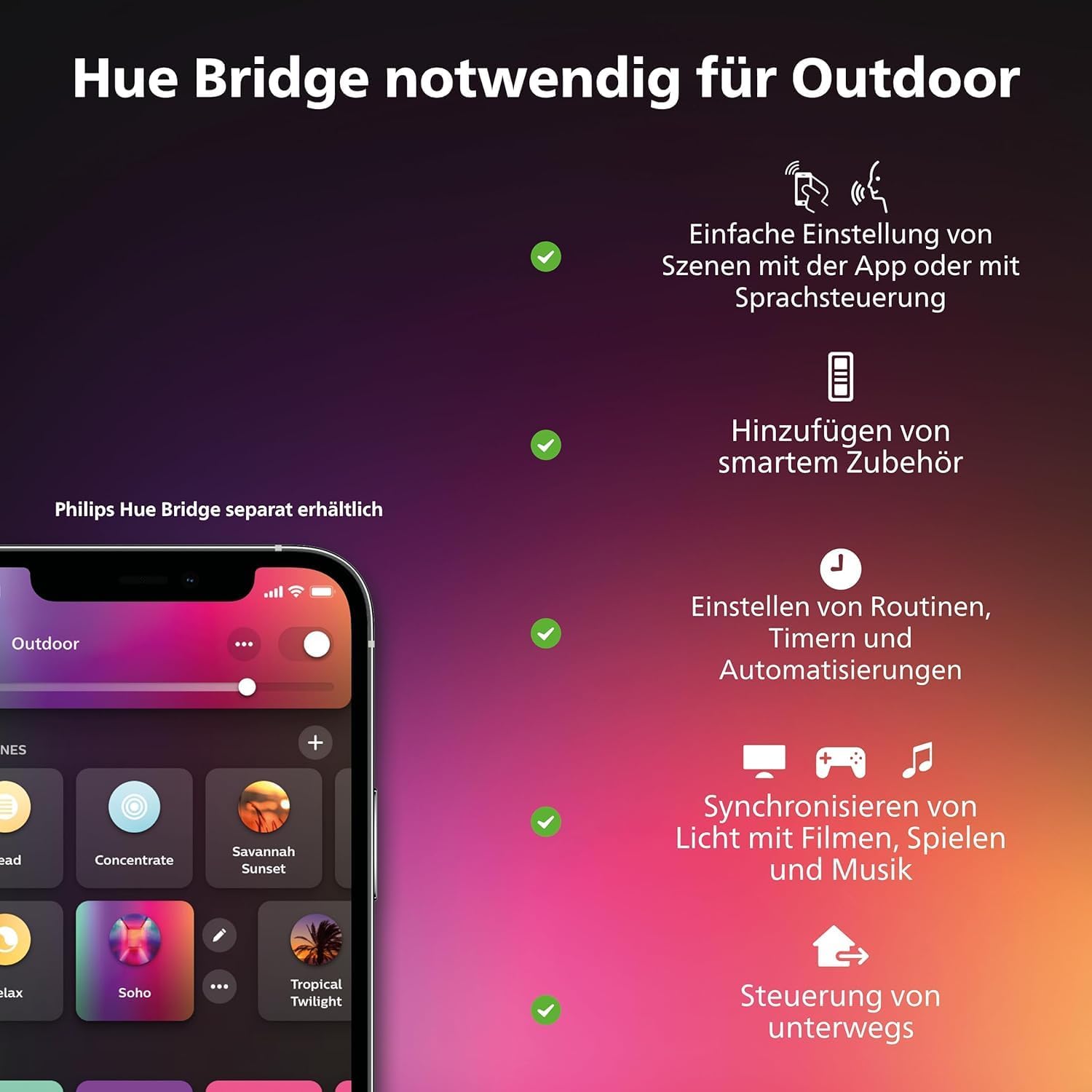 Thumbnail 4 de Philips Hue Lily Gartenspot 4er Set – White & Color Ambiance, 590 lm, 16 Mio. Farben, Außenleuchte mit 40W Netzteil