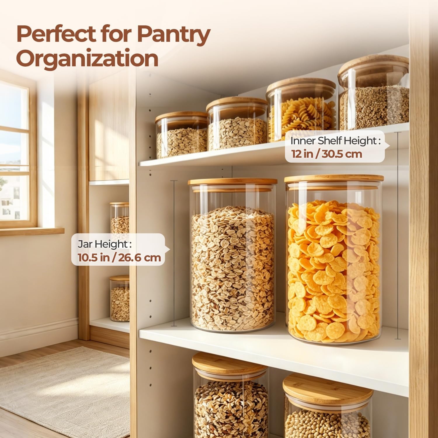 Thumbnail 2 de ComSaf 2Pcs Large Glass Storage Containers with Lids (4Qt / 1 Gallon Wide Mouth) for Pantry Organization