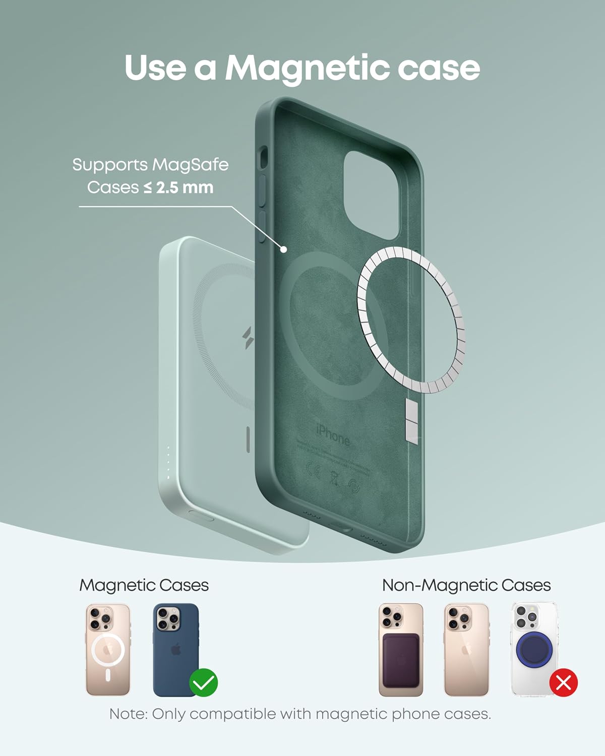 Detalle de Anker 622 MagGo magnetisk powerbank, 5 000 mAh med USB-C och vikbart stöd