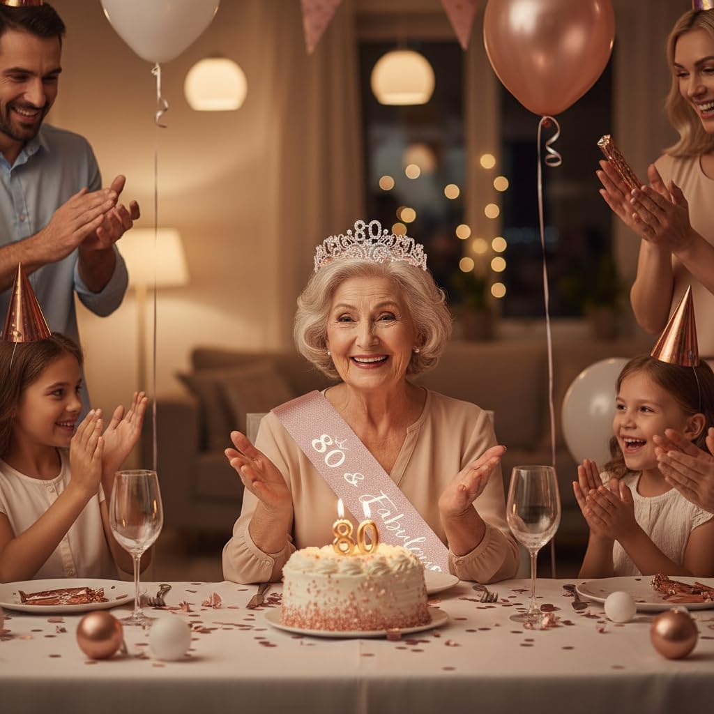 Thumbnail 3 de Oblihumoy 80th Birthday Sash & Rhinestone Tiara