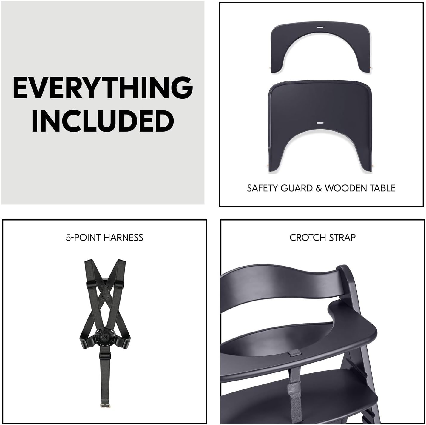 Thumbnail 5 de hauck Beta+ Dark Grey: Wooden High Chair Set for 6 Months to 90 kg