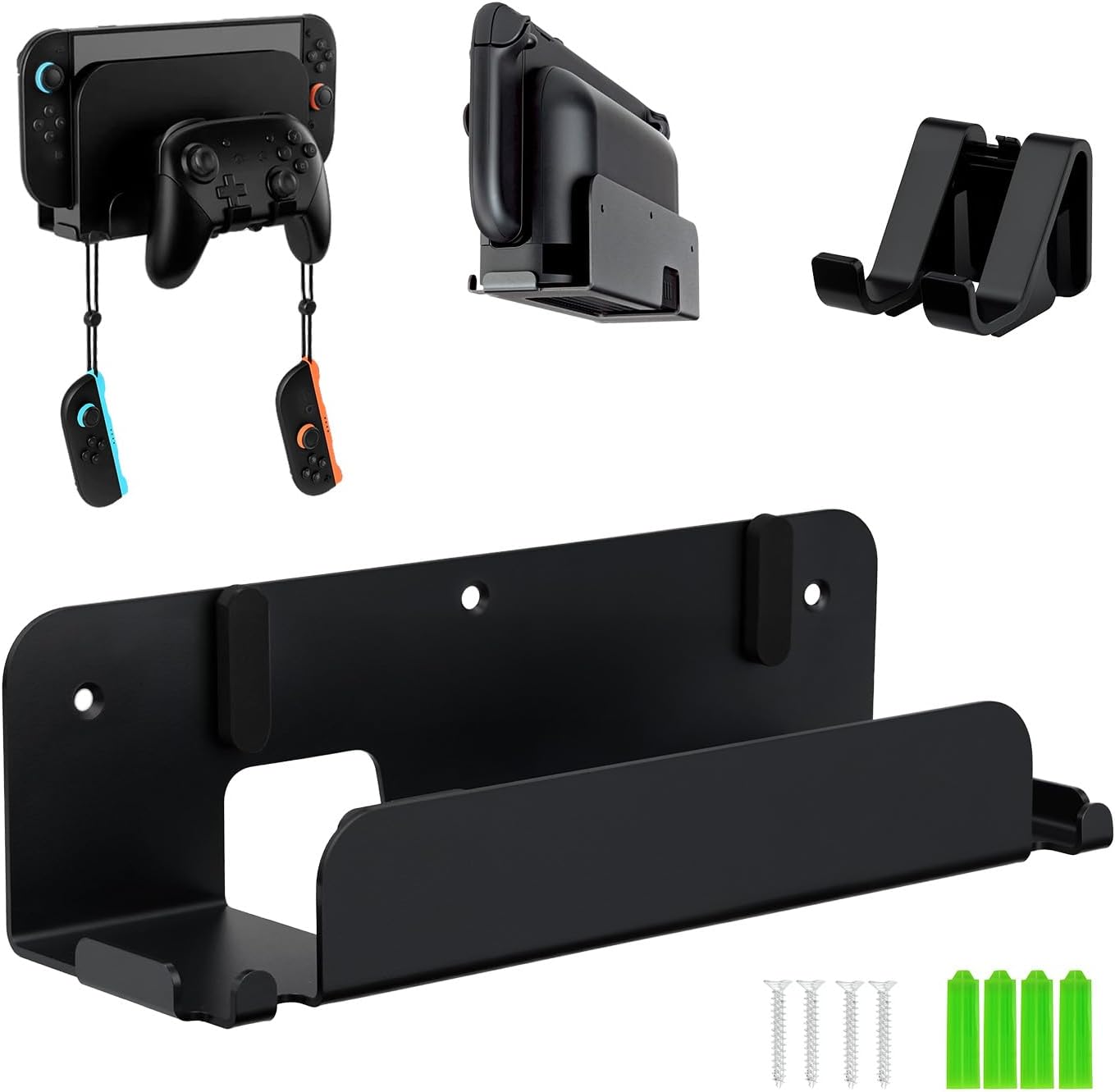 Tolesum supporto da parete per Switch 2 (compatibile con Dock JoyCon e Switch Pro Controller), in metallo nero